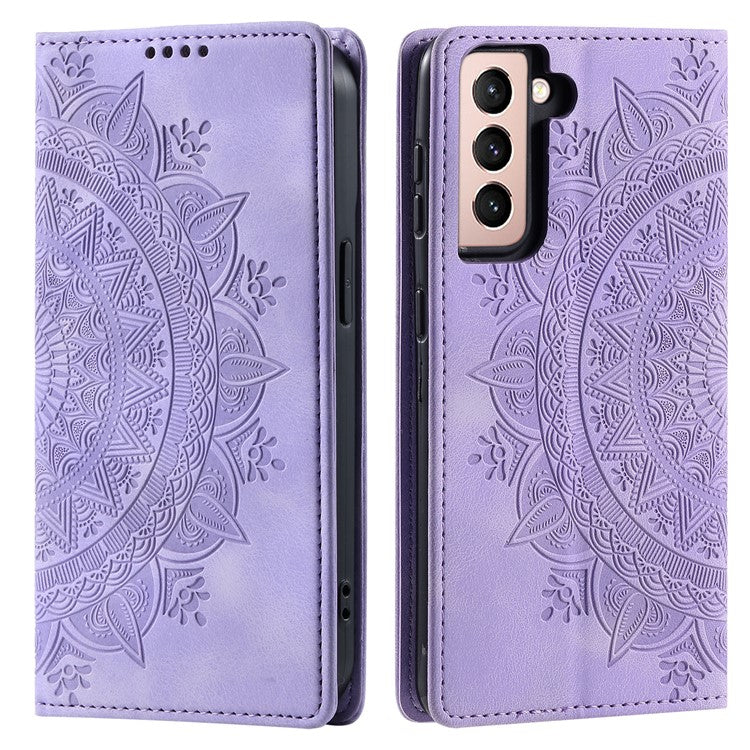 For Samsung Galaxy S23+ Case Imprinted Mandala Flower Leather Cover with Wallet