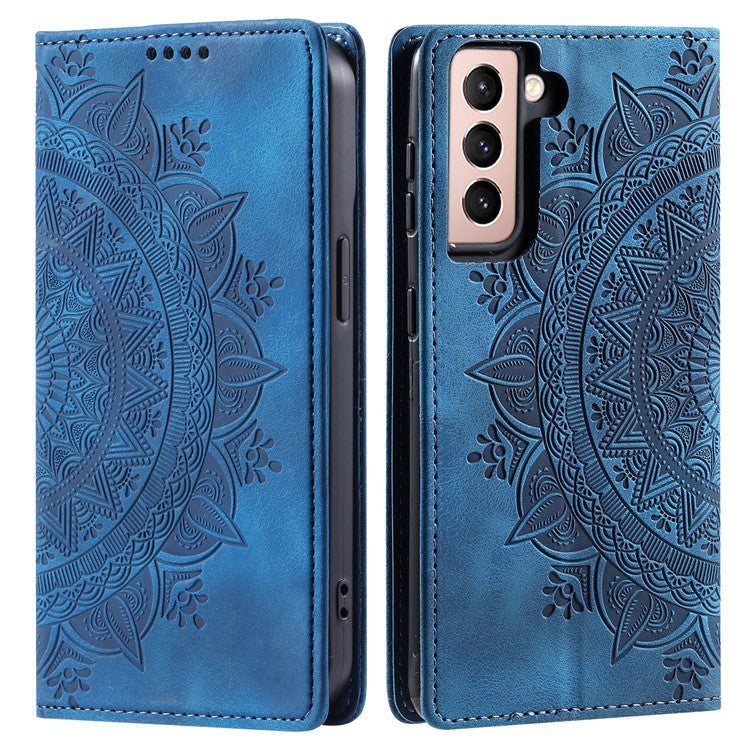 For Samsung Galaxy S23+ Case Imprinted Mandala Flower Leather Cover with Wallet