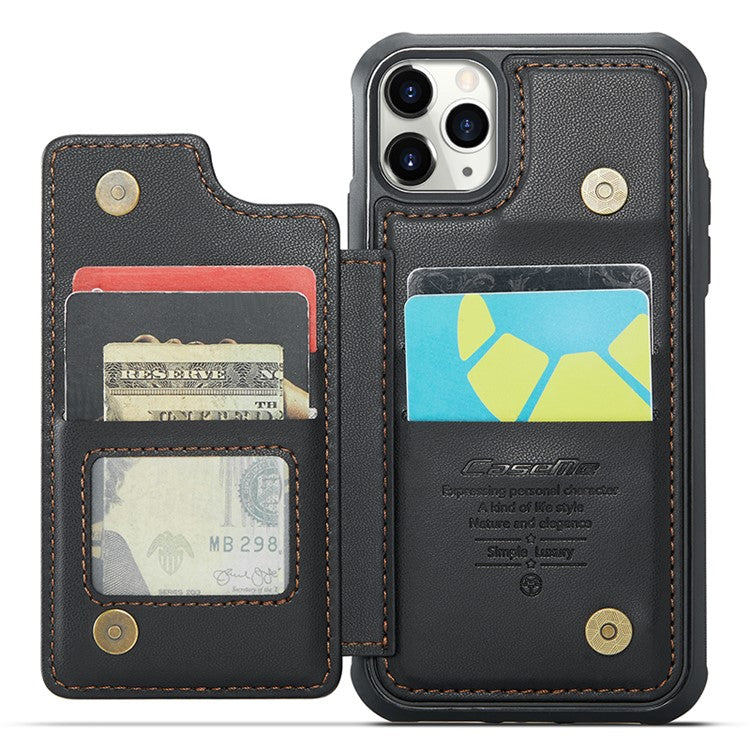 För iPhone 11 Pro telefonfodral CASEME C22 läderbaksida med RFID-kortplats