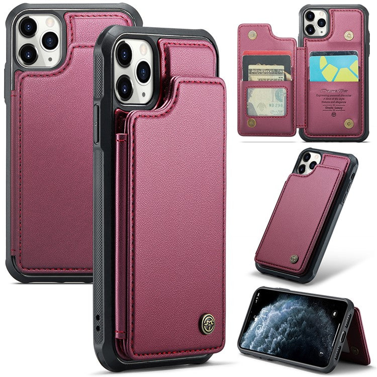 För iPhone 11 Pro telefonfodral CASEME C22 läderbaksida med RFID-kortplats