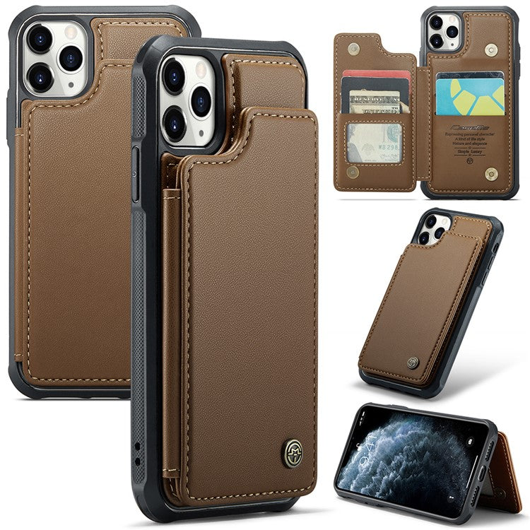 För iPhone 11 Pro telefonfodral CASEME C22 läderbaksida med RFID-kortplats