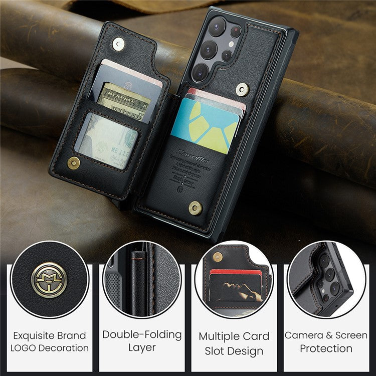 For Samsung Galaxy S23 Ultra Phone Case CASEME C22 Leather Back Cover with RFID Blocking Card Slots