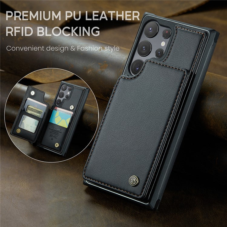 For Samsung Galaxy S23 Ultra Phone Case CASEME C22 Leather Back Cover with RFID Blocking Card Slots