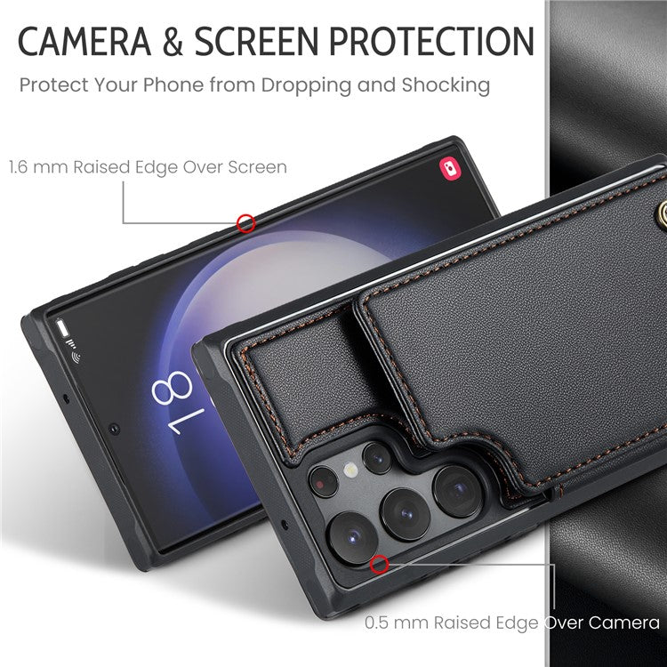 For Samsung Galaxy S23 Ultra Phone Case CASEME C22 Leather Back Cover with RFID Blocking Card Slots