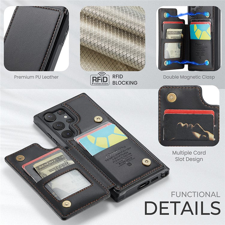 For Samsung Galaxy S23 Ultra Phone Case CASEME C22 Leather Back Cover with RFID Blocking Card Slots