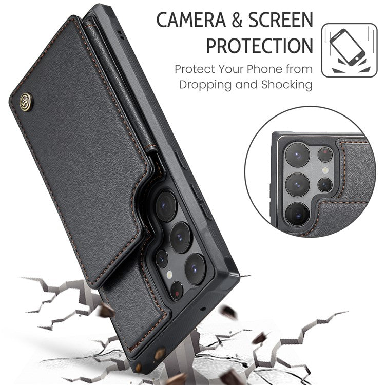 For Samsung Galaxy S23 Ultra Phone Case CASEME C22 Leather Back Cover with RFID Blocking Card Slots