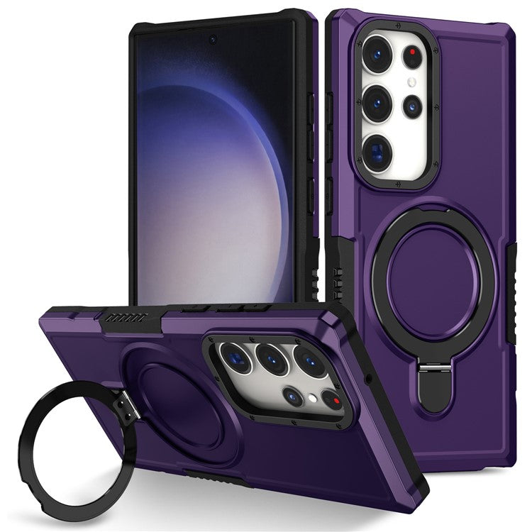 For Samsung Galaxy S23 Ultra Case Magnetic TPU+PC Phone Cover with Ring Kickstand