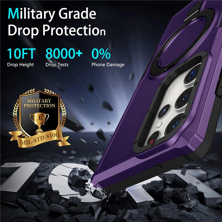 For Samsung Galaxy S23 Ultra Case Magnetic TPU+PC Phone Cover with Ring Kickstand