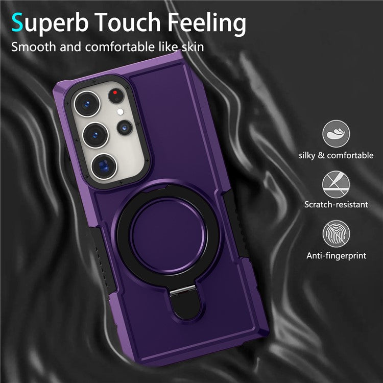 For Samsung Galaxy S23 Ultra Case Magnetic TPU+PC Phone Cover with Ring Kickstand