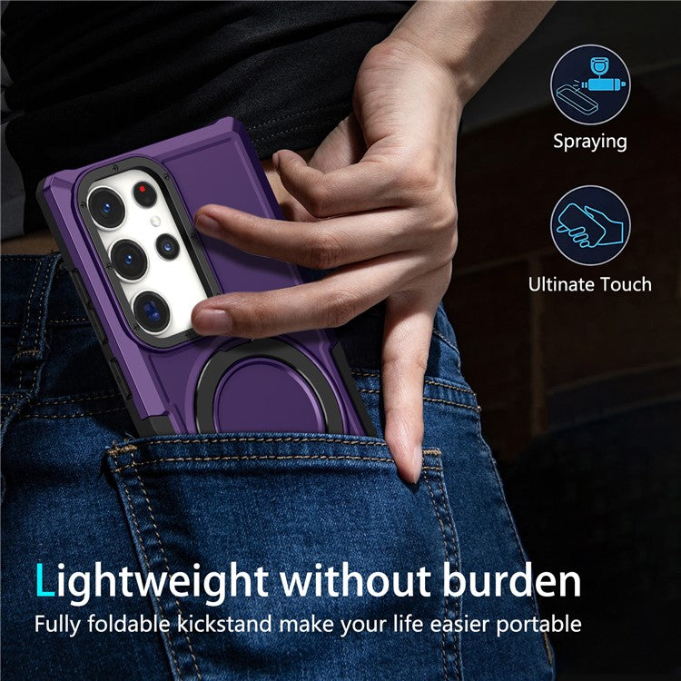 For Samsung Galaxy S23 Ultra Case Magnetic TPU+PC Phone Cover with Ring Kickstand