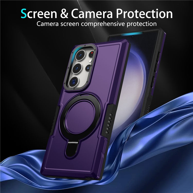 For Samsung Galaxy S23 Ultra Case Magnetic TPU+PC Phone Cover with Ring Kickstand