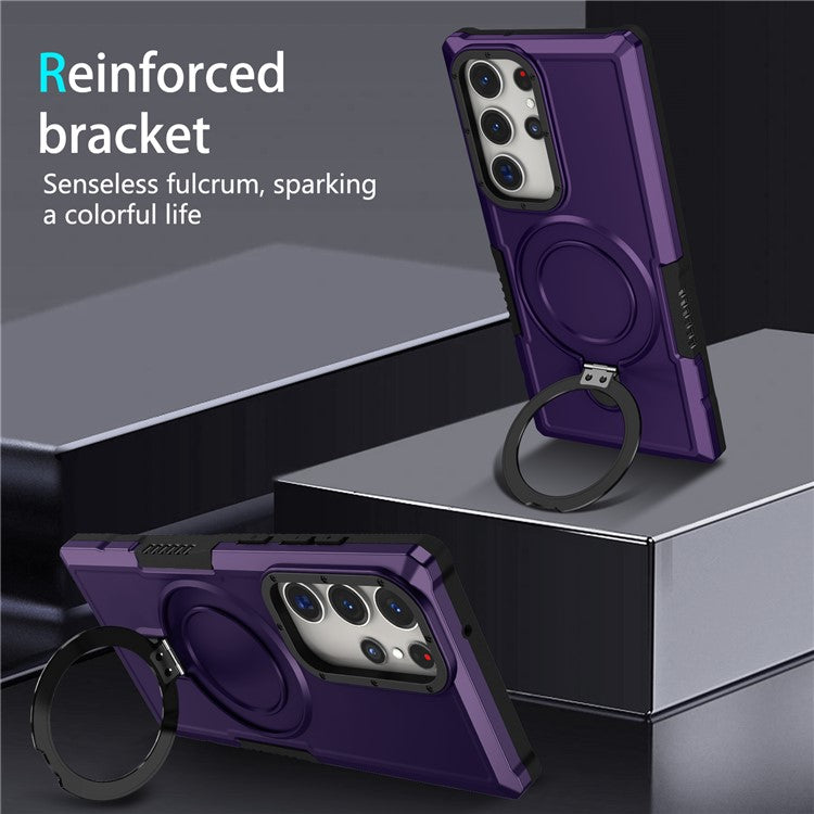 For Samsung Galaxy S23 Ultra Case Magnetic TPU+PC Phone Cover with Ring Kickstand