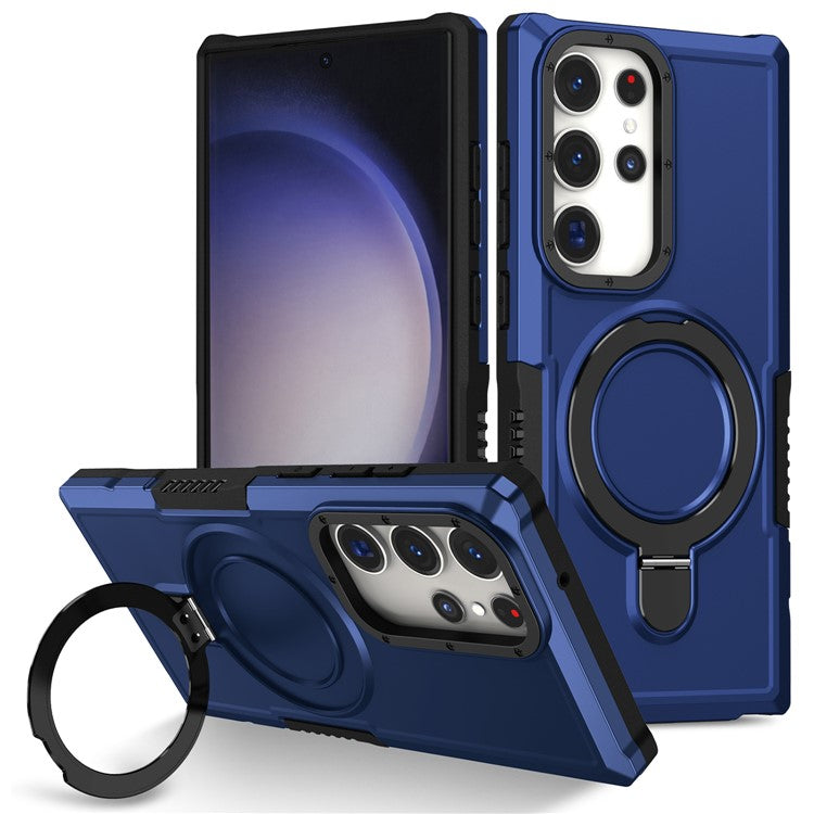 For Samsung Galaxy S23 Ultra Case Magnetic TPU+PC Phone Cover with Ring Kickstand