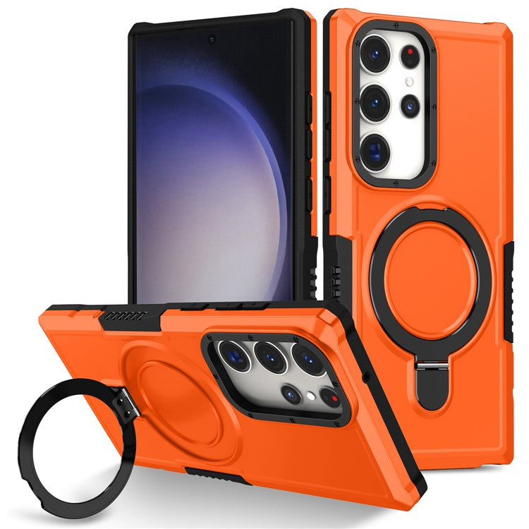 For Samsung Galaxy S23 Ultra Case Magnetic TPU+PC Phone Cover with Ring Kickstand