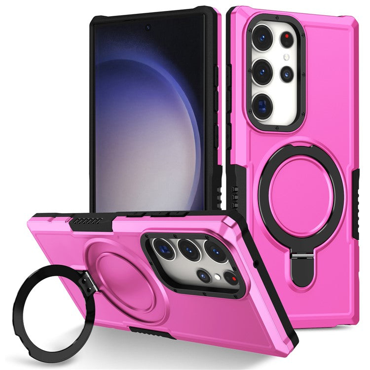 For Samsung Galaxy S23 Ultra Case Magnetic TPU+PC Phone Cover with Ring Kickstand