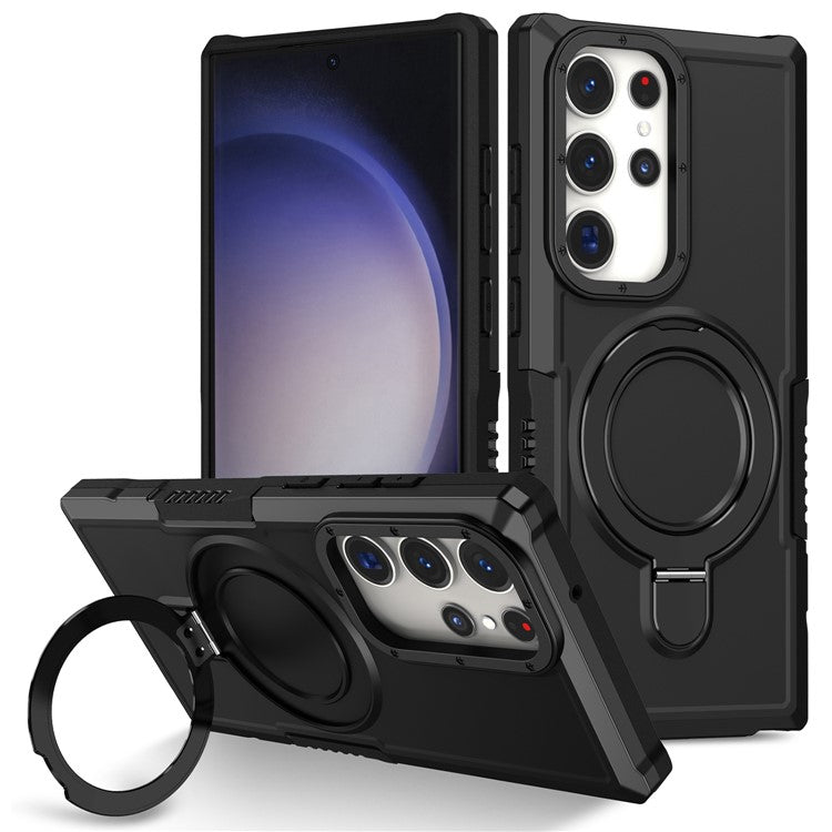 For Samsung Galaxy S23 Ultra Case Magnetic TPU+PC Phone Cover with Ring Kickstand