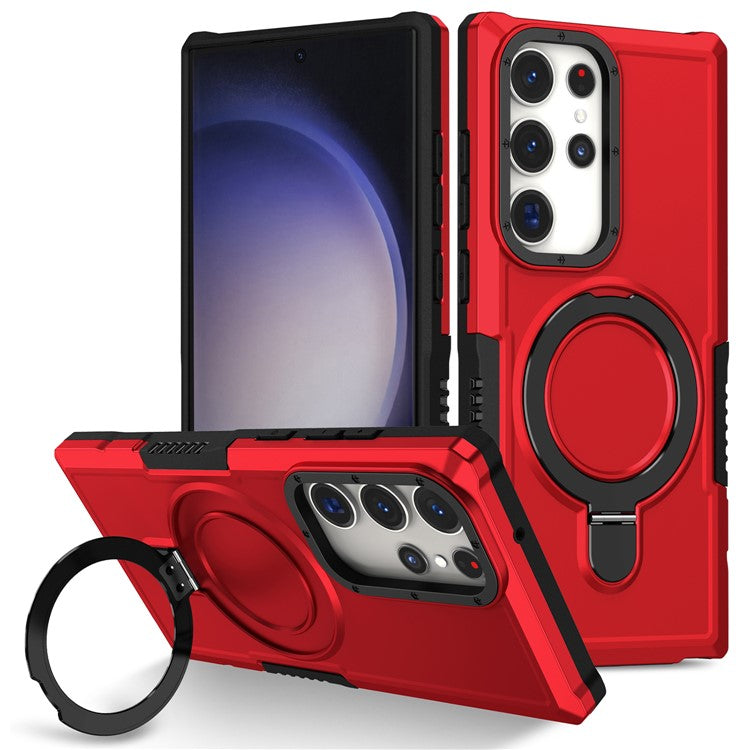 For Samsung Galaxy S23 Ultra Case Magnetic TPU+PC Phone Cover with Ring Kickstand