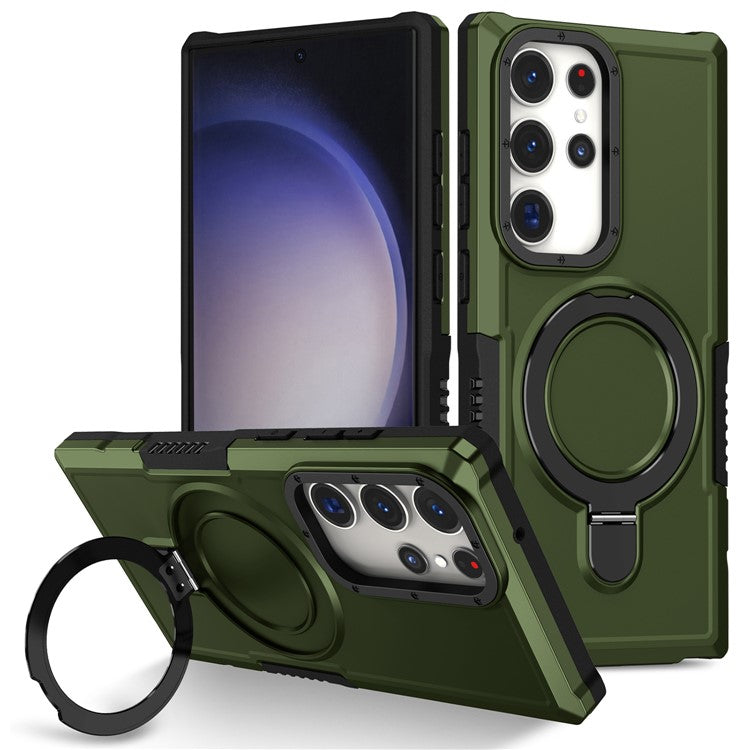 For Samsung Galaxy S23 Ultra Case Magnetic TPU+PC Phone Cover with Ring Kickstand