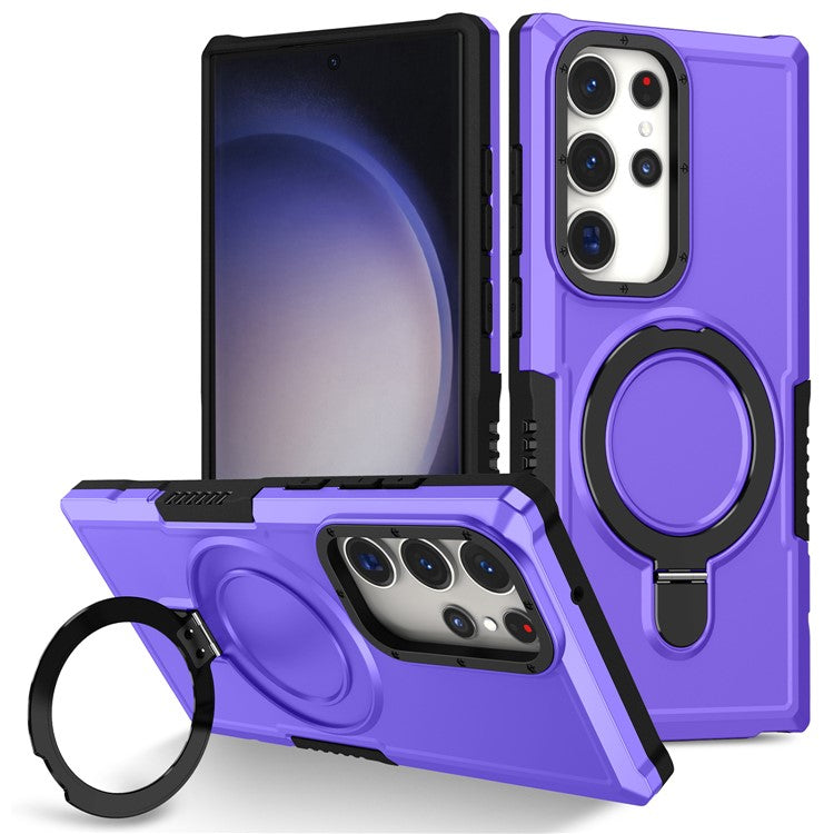 For Samsung Galaxy S23 Ultra Case Magnetic TPU+PC Phone Cover with Ring Kickstand