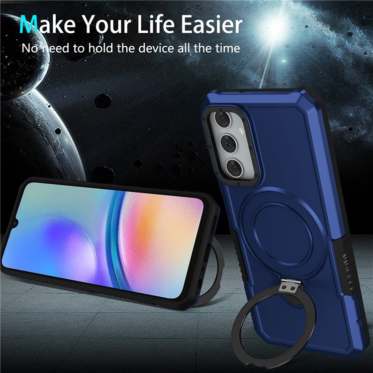 For Samsung Galaxy A05s 4G Cell Phone Case TPU+PC 2-in-1 Ring Kickstand Protective Shell