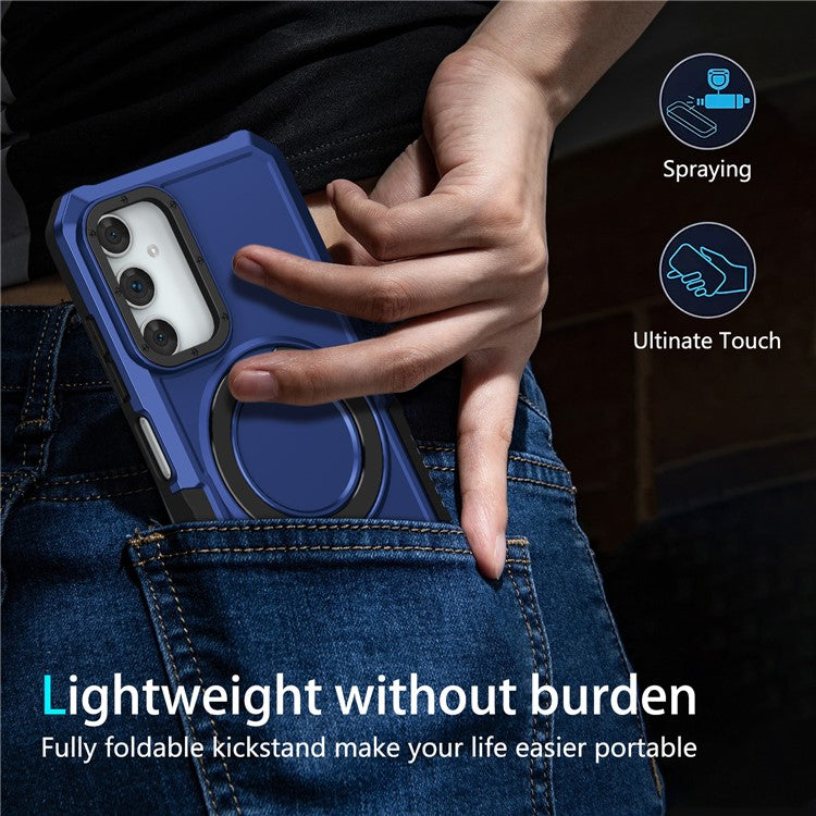 For Samsung Galaxy A05s 4G Cell Phone Case TPU+PC 2-in-1 Ring Kickstand Protective Shell