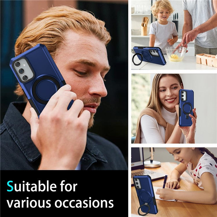 For Samsung Galaxy A05s 4G Cell Phone Case TPU+PC 2-in-1 Ring Kickstand Protective Shell