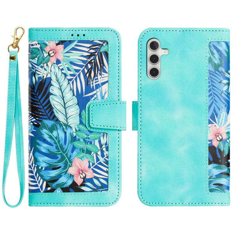 For Samsung Galaxy A15 4G / 5G Leather Case Flower Print Phone Cover with Card Slots