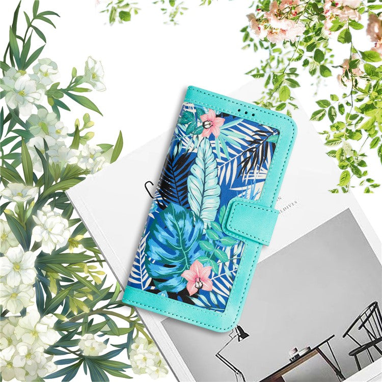 For Samsung Galaxy A15 4G / 5G Leather Case Flower Print Phone Cover with Card Slots