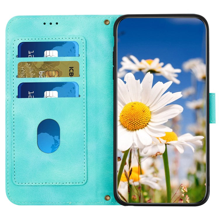 For Samsung Galaxy A15 4G / 5G Leather Case Flower Print Phone Cover with Card Slots