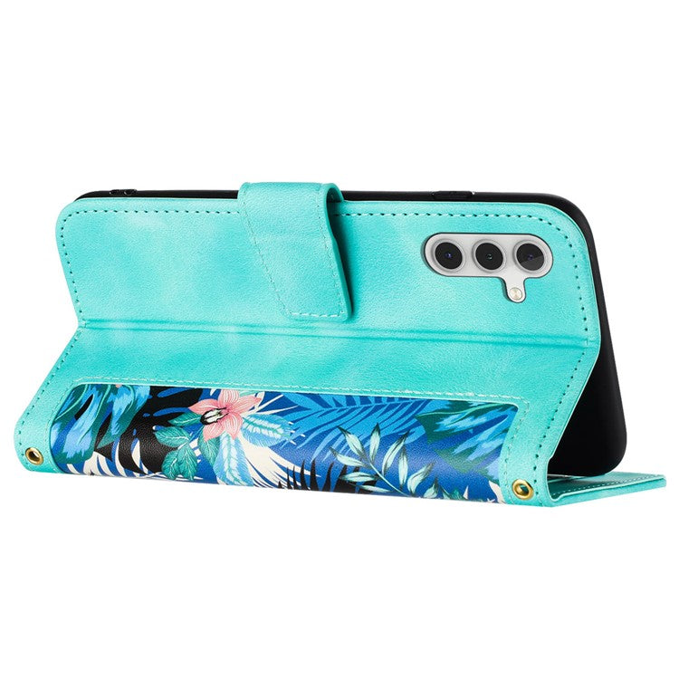 For Samsung Galaxy A15 4G / 5G Leather Case Flower Print Phone Cover with Card Slots