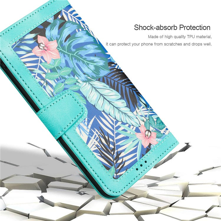 For Samsung Galaxy A15 4G / 5G Leather Case Flower Print Phone Cover with Card Slots