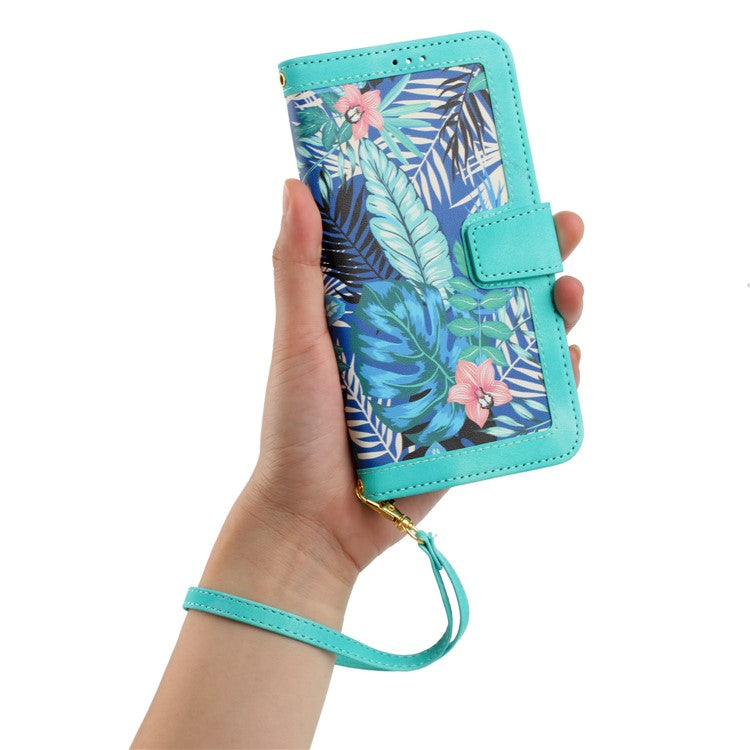 For Samsung Galaxy A15 4G / 5G Leather Case Flower Print Phone Cover with Card Slots
