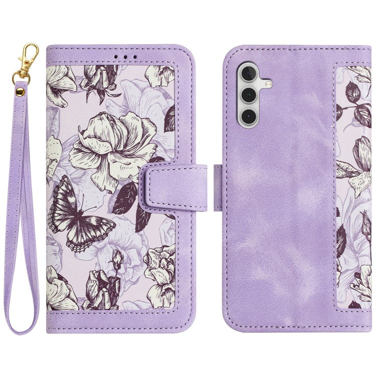 For Samsung Galaxy A15 4G / 5G Leather Case Flower Print Phone Cover with Card Slots
