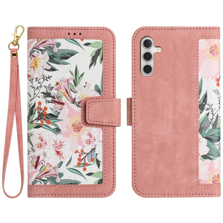 For Samsung Galaxy A15 4G / 5G Leather Case Flower Print Phone Cover with Card Slots