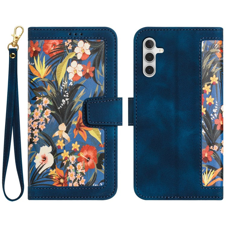 For Samsung Galaxy A15 4G / 5G Leather Case Flower Print Phone Cover with Card Slots