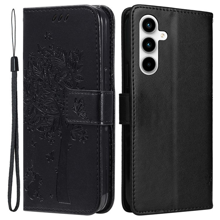 For Samsung Galaxy A35 5G Phone Case with Stand Cat Tree Pattern Leather Wallet Mobile Cover