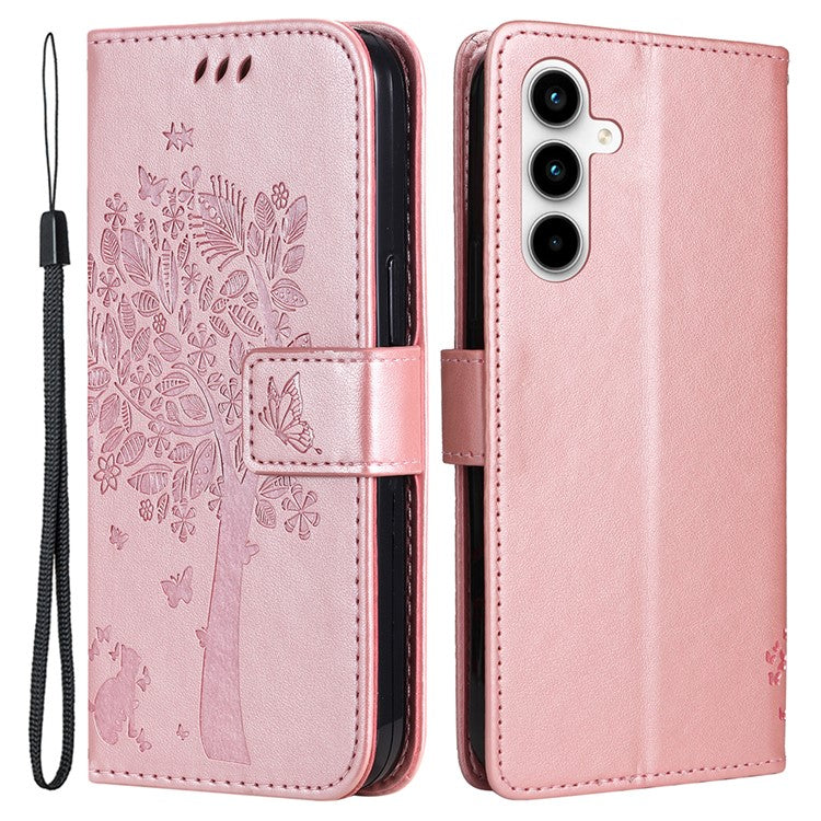For Samsung Galaxy A35 5G Phone Case with Stand Cat Tree Pattern Leather Wallet Mobile Cover