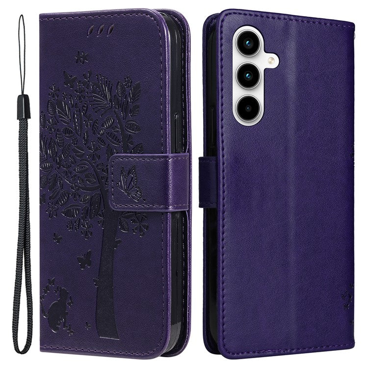 For Samsung Galaxy A35 5G Phone Case with Stand Cat Tree Pattern Leather Wallet Mobile Cover