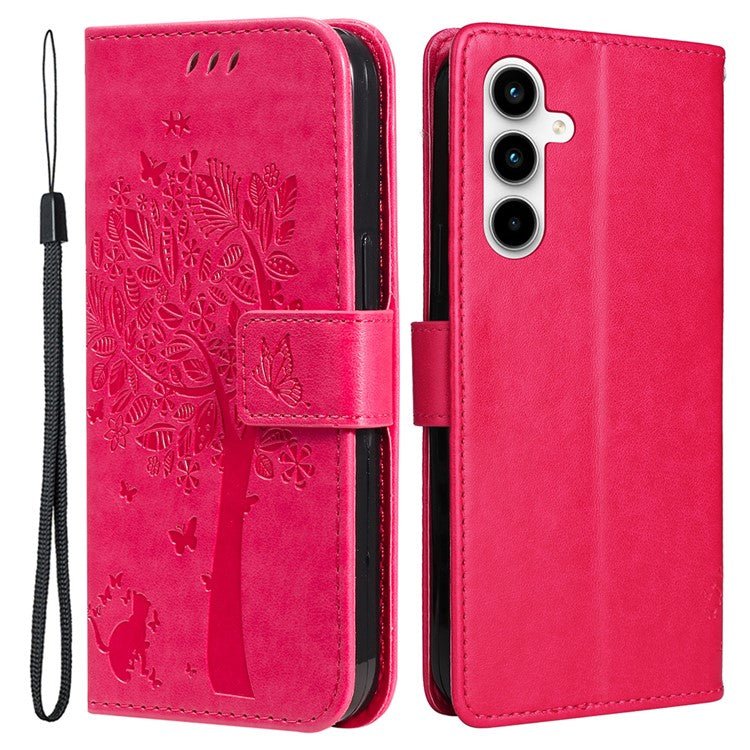 For Samsung Galaxy A35 5G Phone Case with Stand Cat Tree Pattern Leather Wallet Mobile Cover