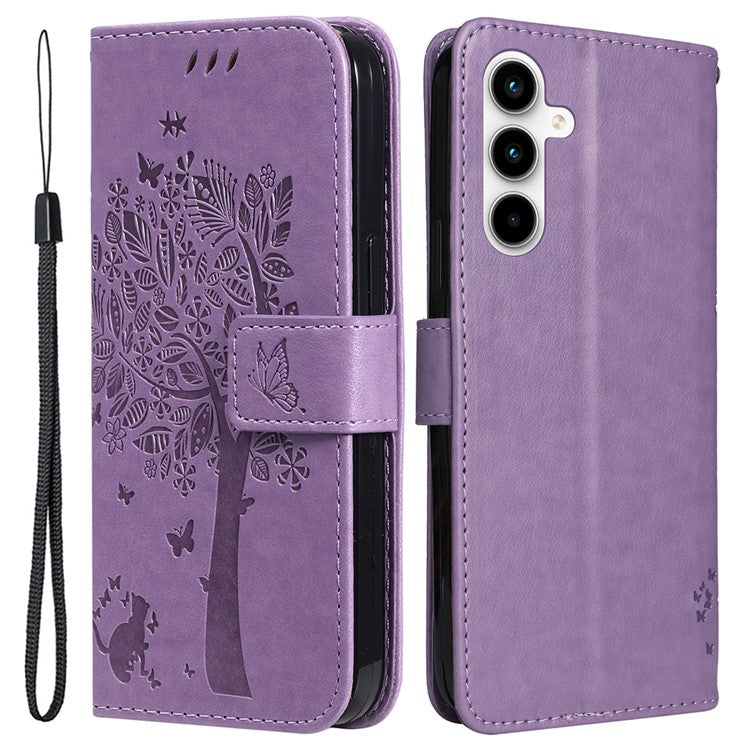 For Samsung Galaxy A35 5G Phone Case with Stand Cat Tree Pattern Leather Wallet Mobile Cover