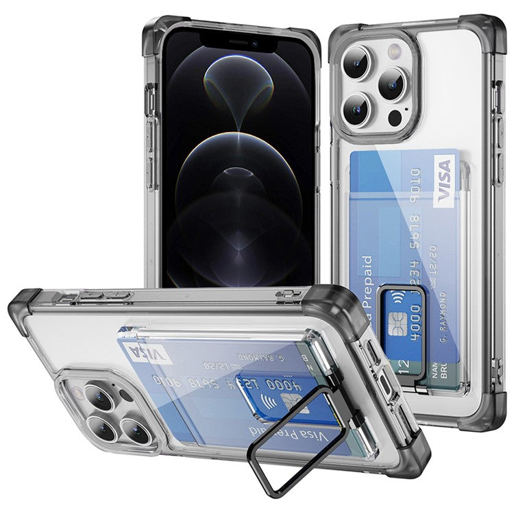 YSM Reinforced Corners Series for iPhone 12 / 12 Pro Case Card Slot Kickstand Clear Cove