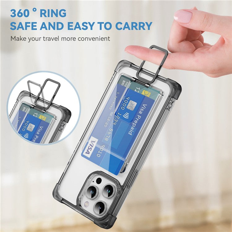 YSM Reinforced Corners Series for iPhone 12 / 12 Pro Case Card Slot Kickstand Clear Cove