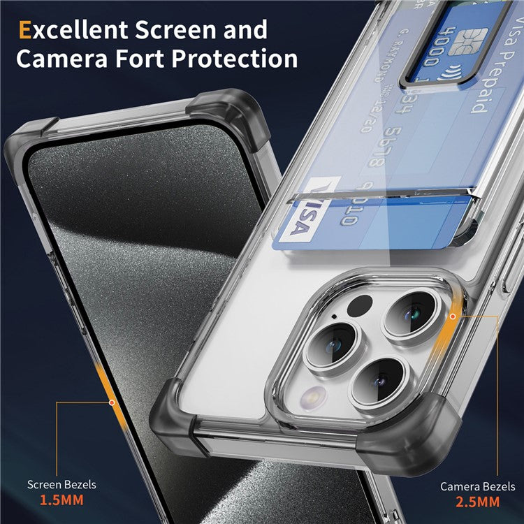YSM Reinforced Corners Series for iPhone 12 / 12 Pro Case Card Slot Kickstand Clear Cove
