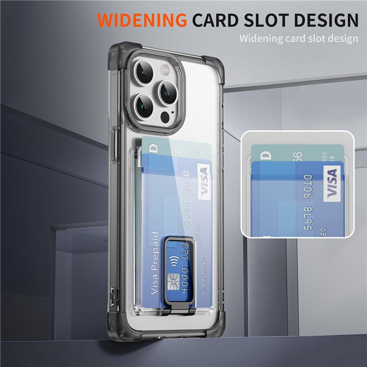 YSM Reinforced Corners Series for iPhone 12 / 12 Pro Case Card Slot Kickstand Clear Cove