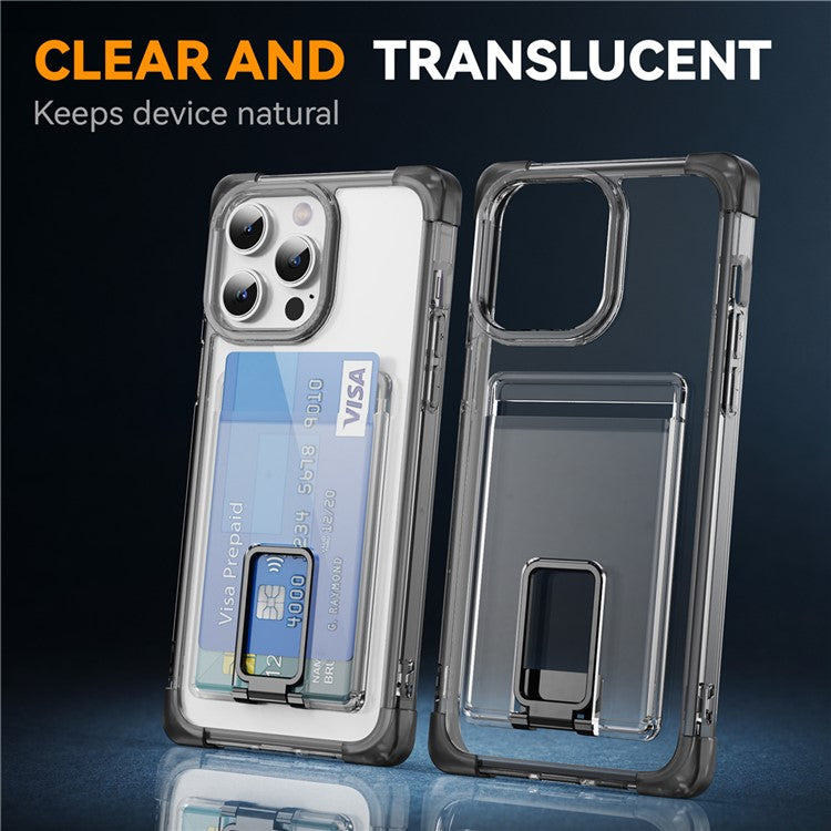 YSM Reinforced Corners Series for iPhone 12 / 12 Pro Case Card Slot Kickstand Clear Cove