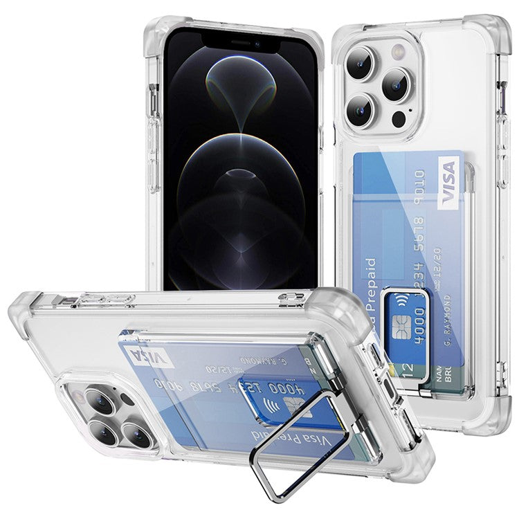 YSM Reinforced Corners Series for iPhone 12 / 12 Pro Case Card Slot Kickstand Clear Cove