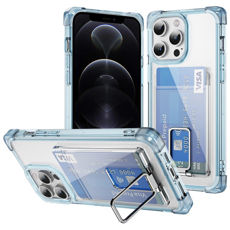 YSM Reinforced Corners Series for iPhone 12 / 12 Pro Case Card Slot Kickstand Clear Cove