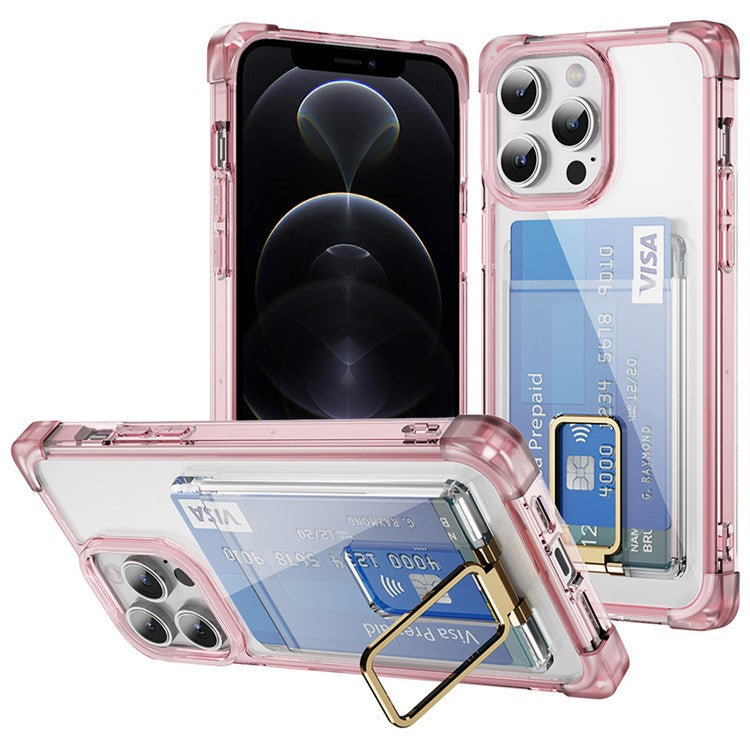 YSM Reinforced Corners Series for iPhone 12 / 12 Pro Case Card Slot Kickstand Clear Cove
