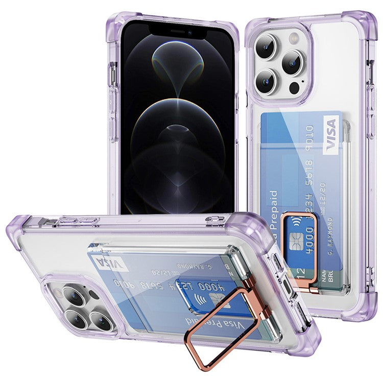 YSM Reinforced Corners Series for iPhone 12 / 12 Pro Case Card Slot Kickstand Clear Cove