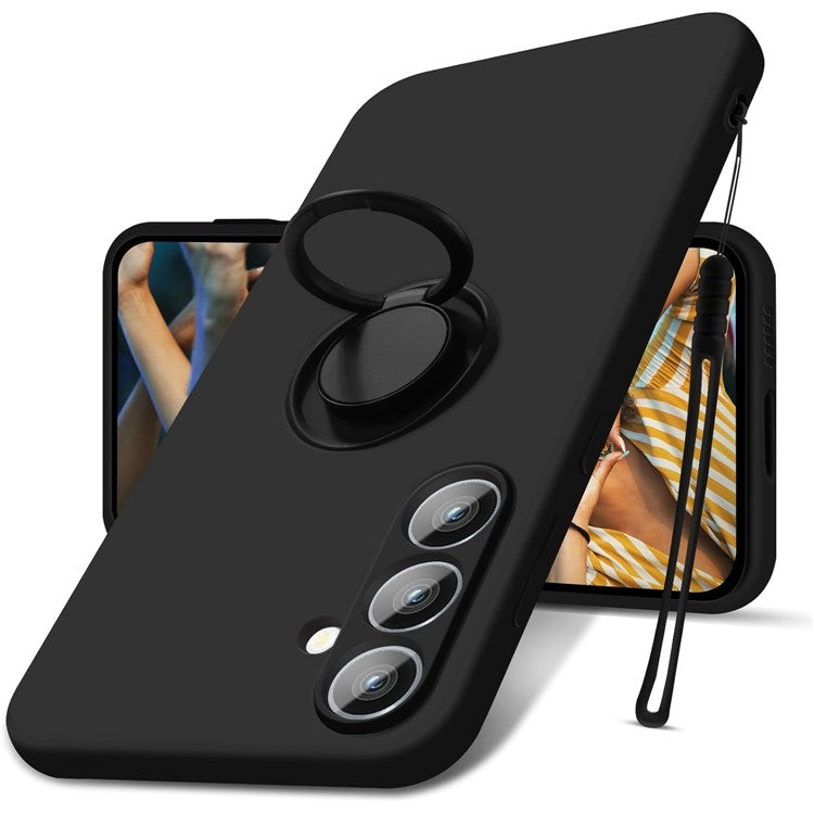 För Samsung Galaxy S24 Fodral med handrem Flytande Silikon Kickstand telefonskal